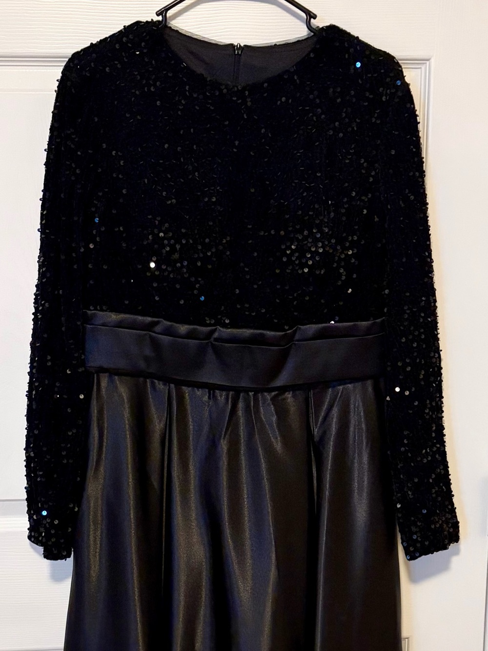 Black Sequin & Satin Formal Dress